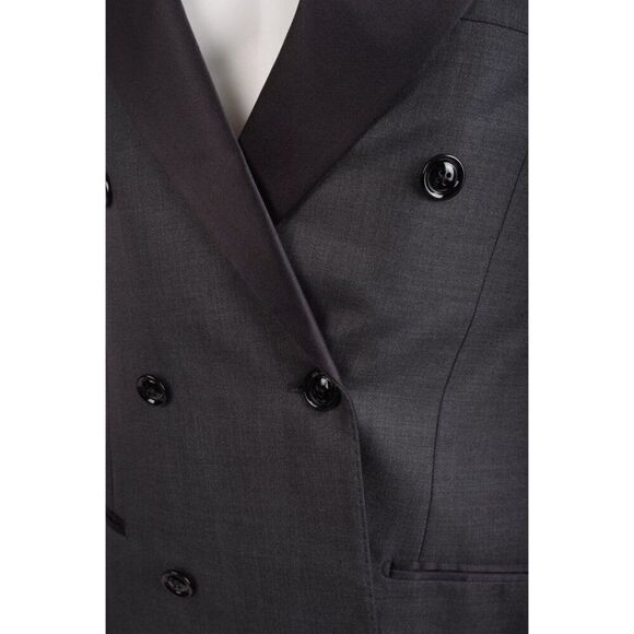 Brunello Cucinelli Tuxedo Jacket Blazer Satin Trim IT 48 US 36 Gray Black NWT - Picture 4 of 6